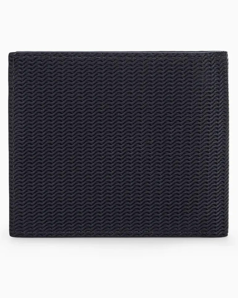 Brieftasche aus Leder mit Wellenprägung und Münzfach Braun