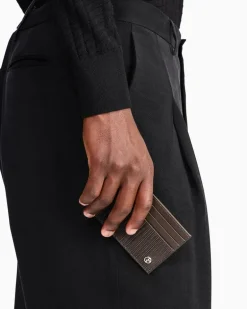 Brieftasche aus Leder mit Wellenprägung und Münzfach Braun