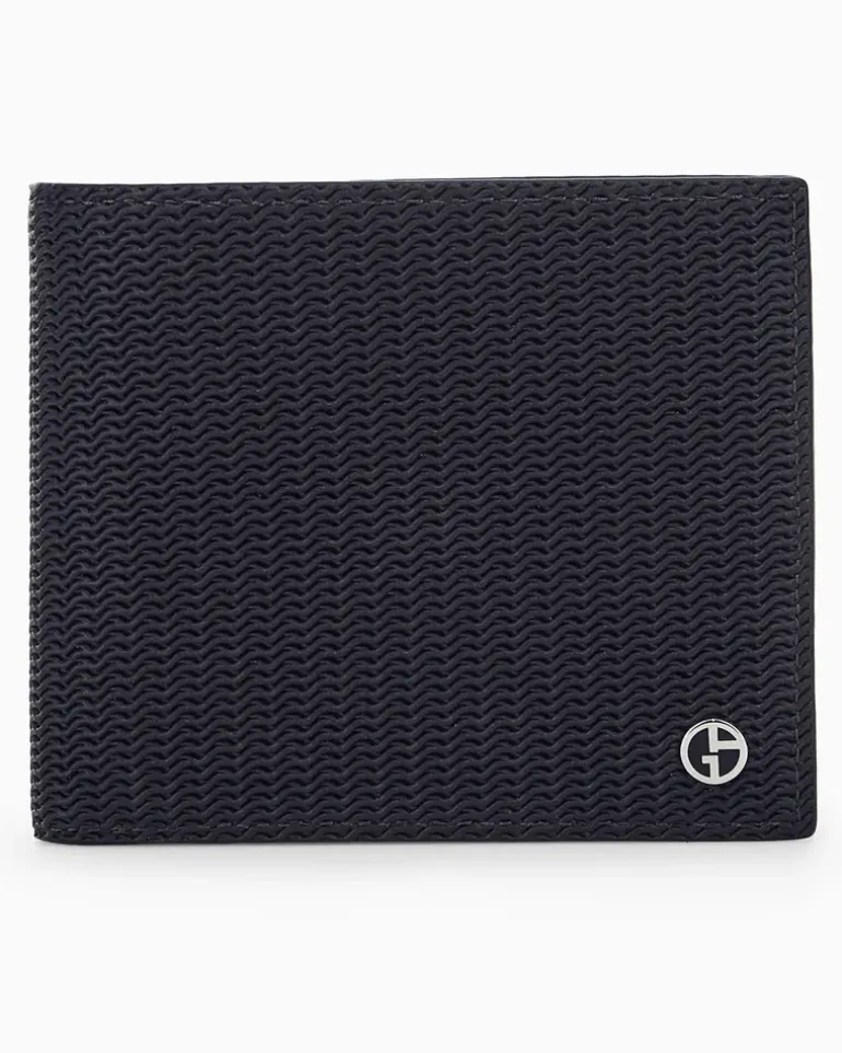 Brieftasche aus Leder mit Wellenprägung und Münzfach Braun