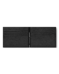 Brieftasche 6 cc mit Geldscheinklammer aus Sartorial Leder - Schwarz - Leder - MB130316 - Brieftaschen