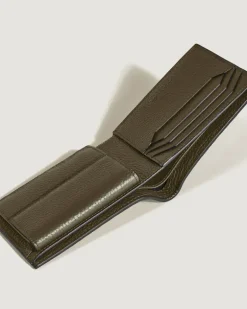 Brieftasche 4 cc mit Münzfach aus Grain Leder - Khaki - Leder - MB220216 - Münzbörsen