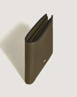 Brieftasche 4 cc mit Münzfach aus Grain Leder - Khaki - Leder - MB220216 - Münzbörsen