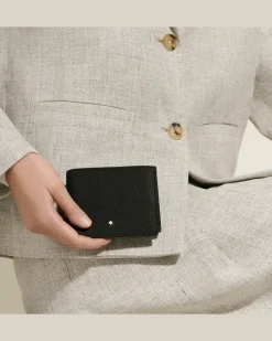 Brieftasche 4 cc mit Münzfach aus Grain Leder - Schwarz - Leder - MB220217 - Münzbörsen