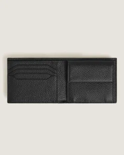 Brieftasche 4 cc mit Münzfach aus Grain Leder - Schwarz - Leder - MB220217 - Münzbörsen