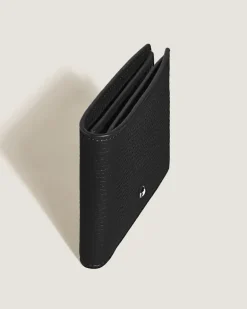 Brieftasche 4 cc mit Münzfach aus Grain Leder - Schwarz - Leder - MB220217 - Münzbörsen