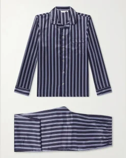 Brindisi Striped Silk-Satin Pyjama Set Blue