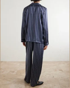 Brindisi Striped Silk-Satin Pyjama Set Blue
