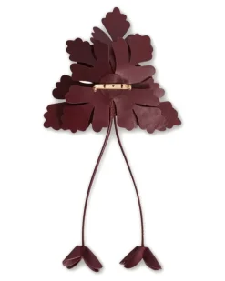 Brosche aus Leder mit Blumenmotiv - Rot