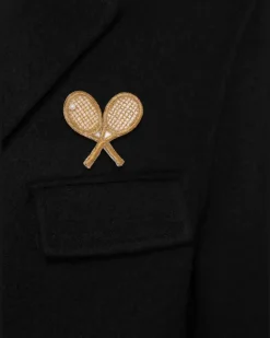 Brosche im Tennisschläger-Design - Gold