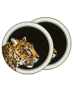 Brotteller mit Leoparden-Print (2er-Set) - Schwarz
