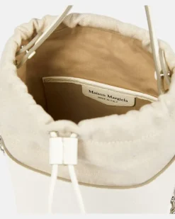 Bucket Bag 5AC aus Leder Weiß