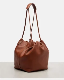 Bucket-Bag Bale Softy Small aus Leder Braun