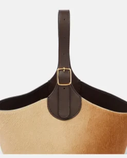 Bucket Bag Bobbin aus Kalbshaar Beige
