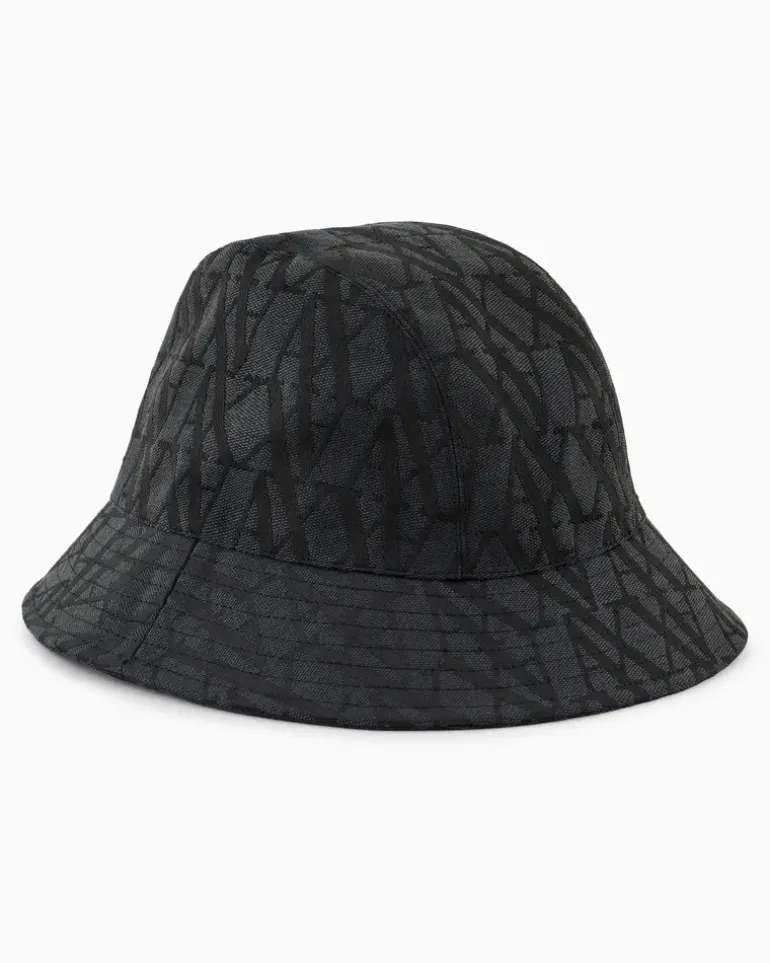 Bucket Hat mit Allover-Logo Schwarz