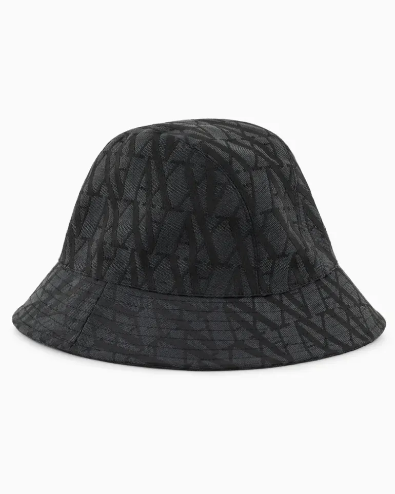 Bucket Hat mit Allover-Logo Schwarz