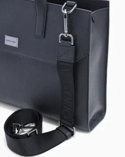 Businesstasche aus getrommeltem Leder Schwarz