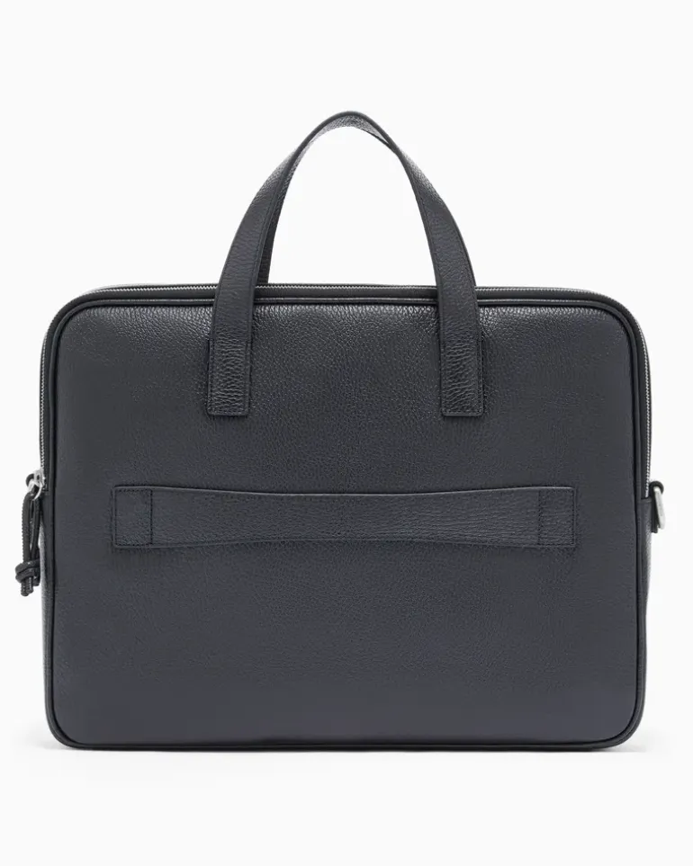 Businesstasche aus getrommeltem Leder Schwarz