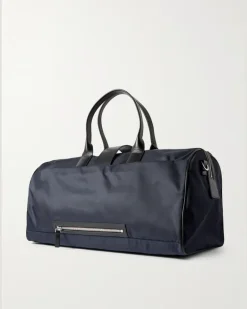 Butterfly Leather-Trimmed Nylon Duffle Bag Black