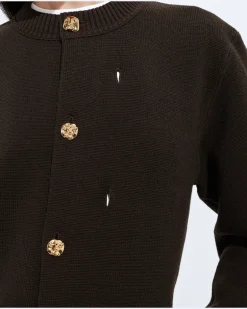 Cardigan aus Wolle und Baumwolle-Braun - Damen