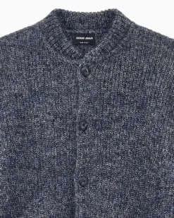 Cardigan Regular Passform Mohairmischung Knopfleiste Blau
