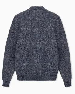 Cardigan Regular Passform Mohairmischung Knopfleiste Blau
