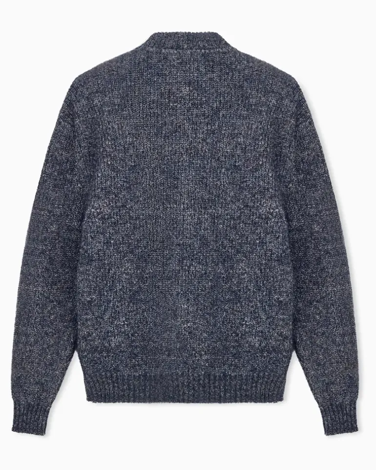 Cardigan Regular Passform Mohairmischung Knopfleiste Blau