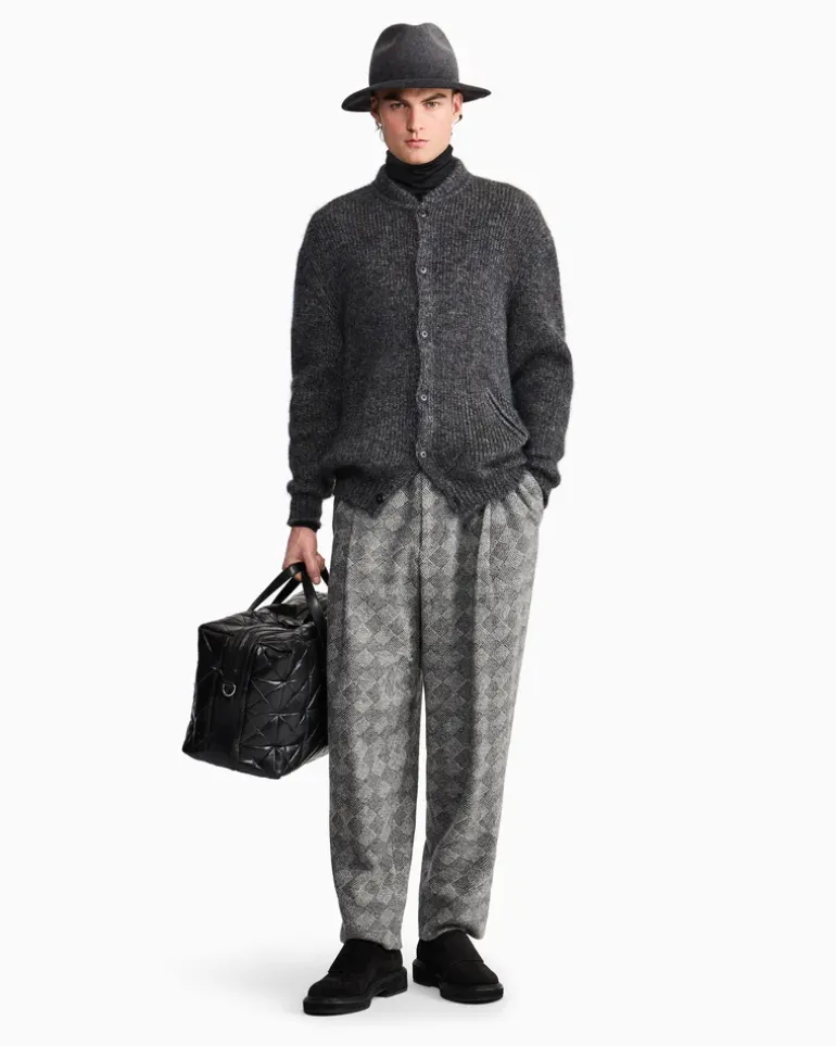 Cardigan Regular Passform Mohairmischung Knopfleiste Blau