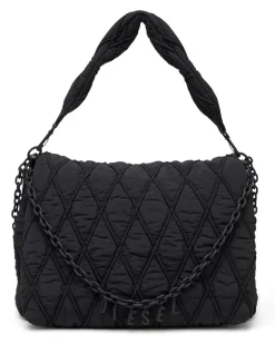 Charm-D-Schultertasche aus gestepptem gewaschenem Nylon - Schultertaschen - Damen - Schwarz