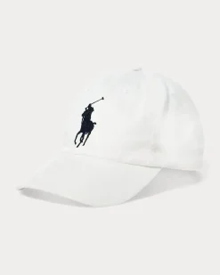 Chino-Baseballkappe mit Big Pony White
