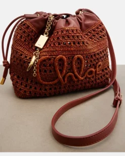 Chloé Bucket Bag Summer Banana Mini aus Raffiabast Braun