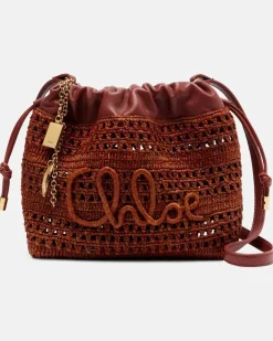 Chloé Bucket Bag Summer Banana Mini aus Raffiabast Braun