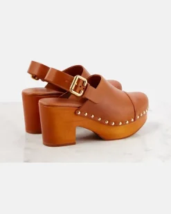 Chloé Clogs Jeannette aus Leder Braun
