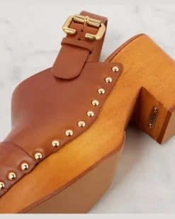 Chloé Clogs Jeannette aus Leder Braun