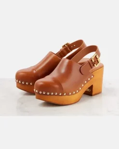 Chloé Clogs Jeannette aus Leder Braun