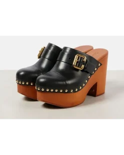 Chloé Clogs Jeannette 115 aus Leder mit Nieten Schwarz