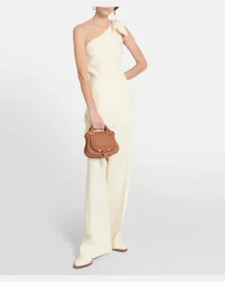 Chloé One-Shoulder Jumpsuit aus Leinen Weiß