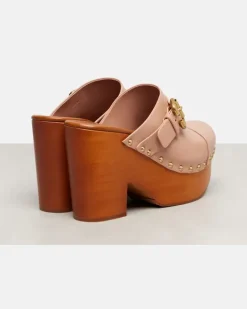 Chloé Verzierte Clogs Jeannette 80 aus Leder Rosa