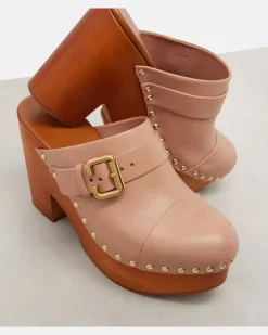 Chloé Verzierte Clogs Jeannette 80 aus Leder Rosa