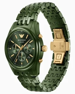 Chronograph aus grüner Keramik Mehrfarbig