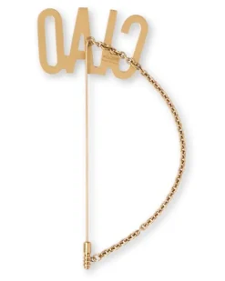 Ciao Brosche mit Kettendetail - Gold
