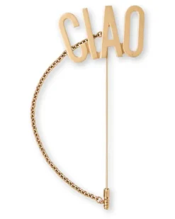 Ciao Brosche mit Kettendetail - Gold
