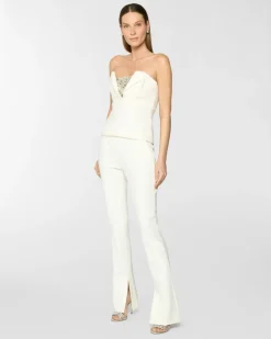 Cigarette trousers with slit White