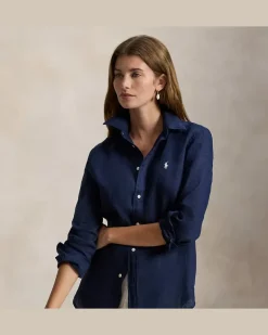 Classic-Fit Leinenhemd Blue