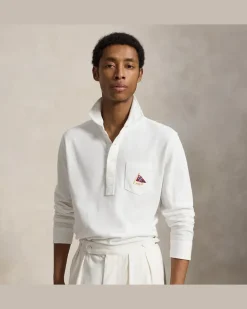 Classic-Fit Piqué-Polo mit Stickerei White