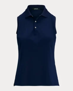 Classic-Fit ärmelloses Poloshirt Blue