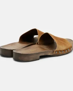 Clogs aus Veloursleder Braun