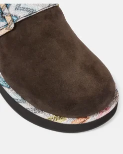 Clogs aus Veloursleder mit Zickzack-Muster Braun