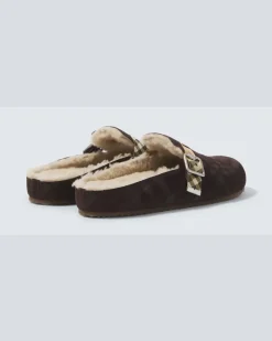 Clogs Urchin aus Veloursleder und Shearling Braun