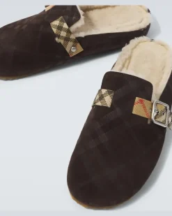 Clogs Urchin aus Veloursleder und Shearling Braun