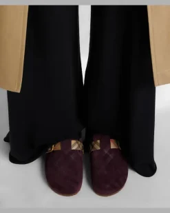 Clogs Urchin aus Veloursleder Burgunderrot
